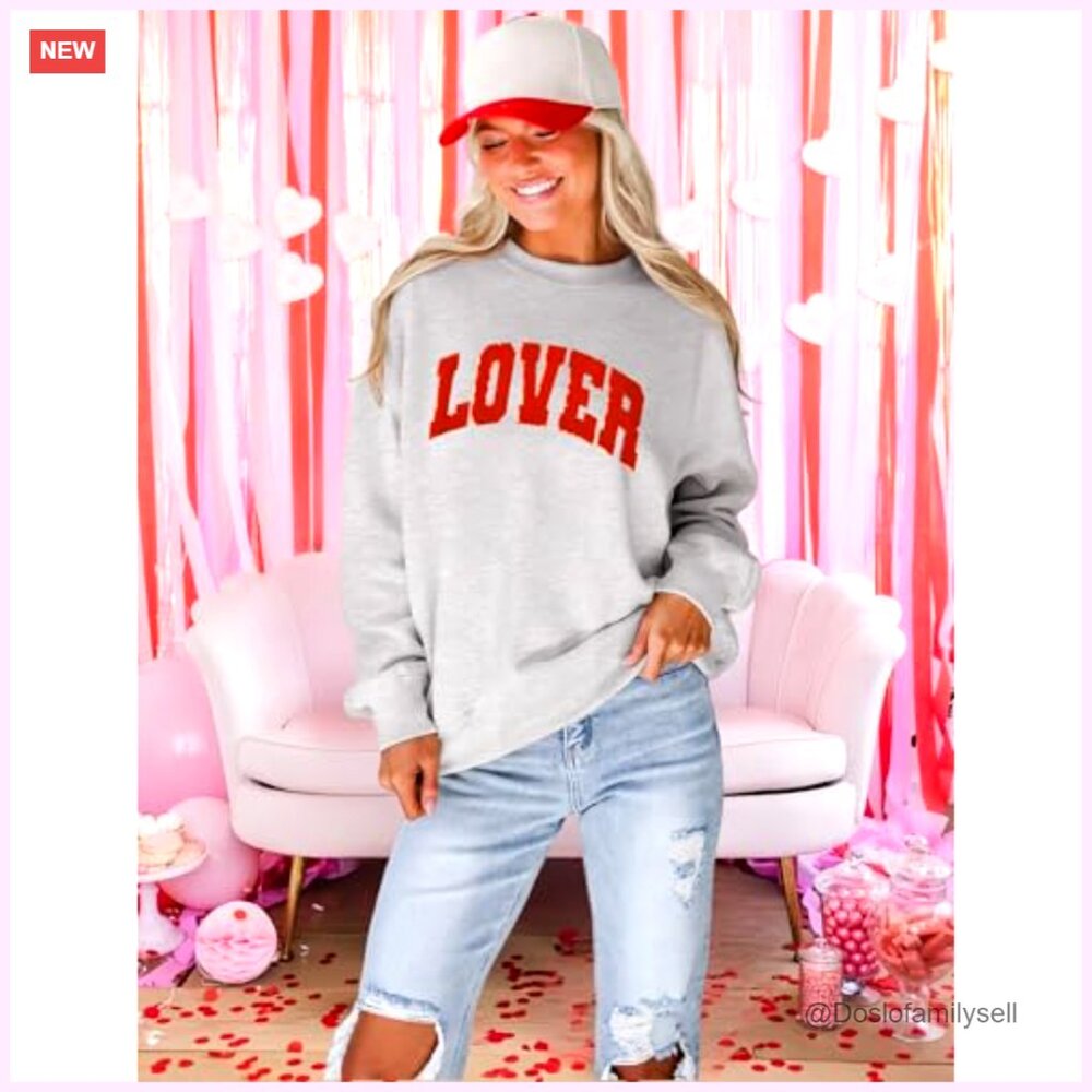 Oversized Chenille Patch Pullover Sweatshirt Long… - image 2